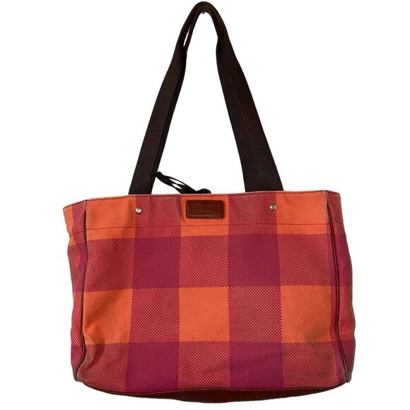 Kate Spade Pink Orange Plaid Large Victoria Baby Bag - Picture 1 of 14